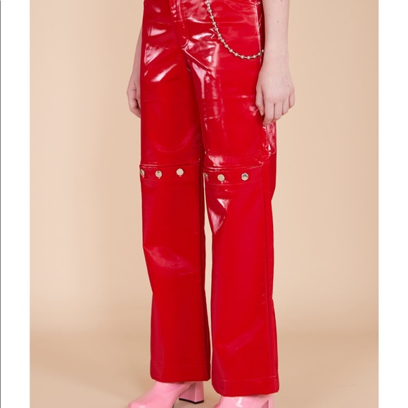 Somewhere Nowhere REBEL FAUX LEATHER BUTTON TROUSERS- M - Picture 8 of 12